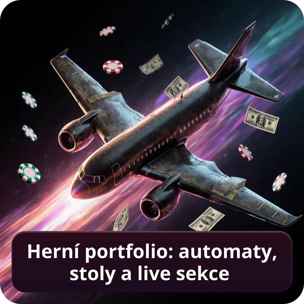 Herní portfolio: automaty, stoly a live sekce