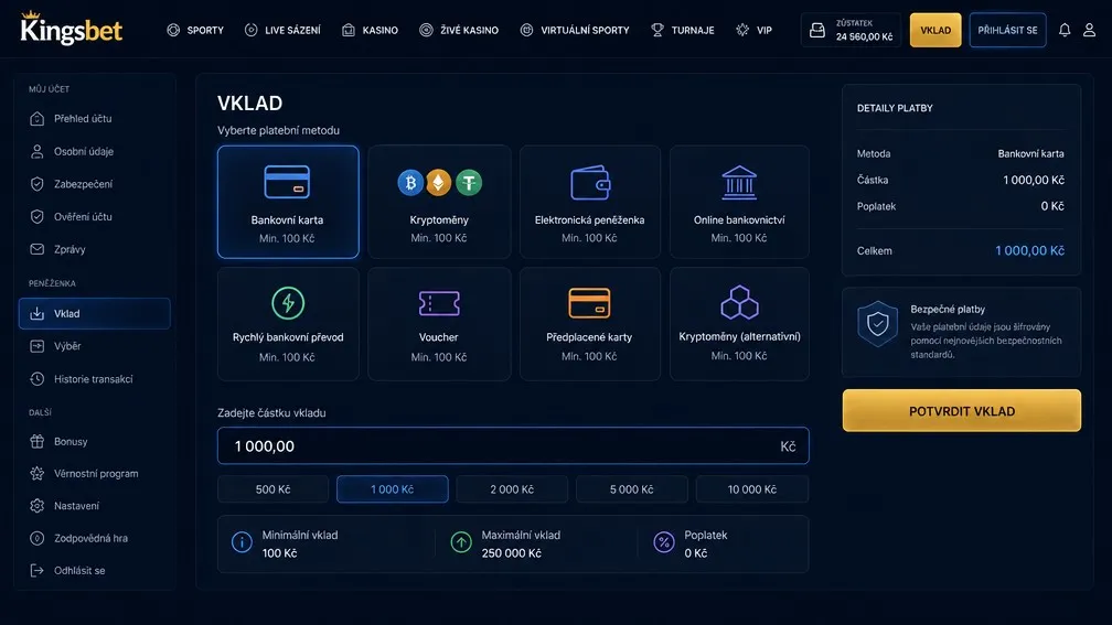 Platební metody v novém online CZ casino a nové casino online